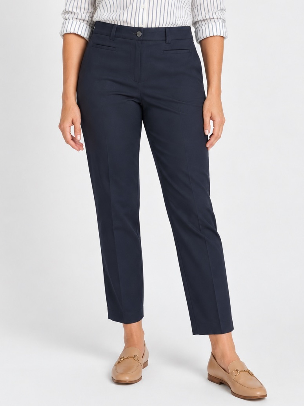 Ann Taylor Curvy Fit Navy Blue Pants Size 14T Tall Stretch Straight Leg